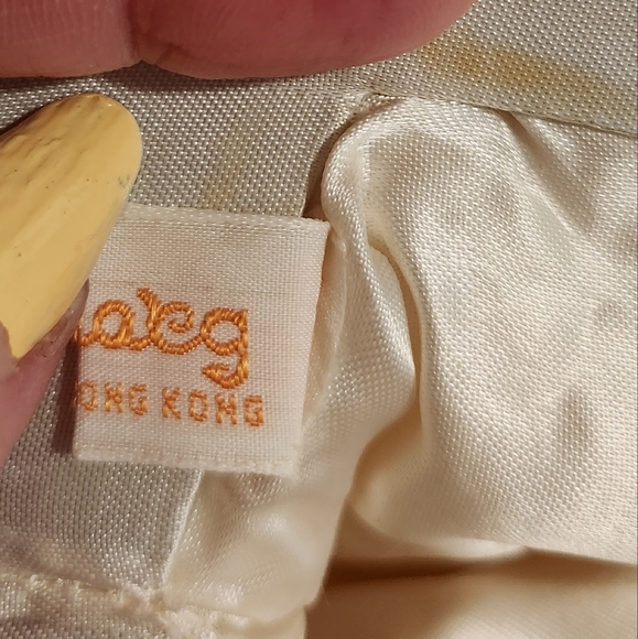 VINTAGE Walborg Satin Beaded Purse Handmade in Hong Kong Late 1980s White - Picture 11 of 11